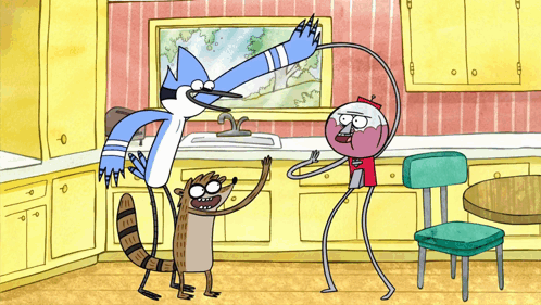 Regular Show Characters in Kitchen
