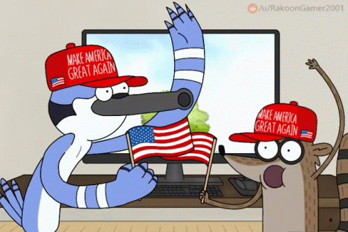 Regular Show Characters in Make America Great Again Hats