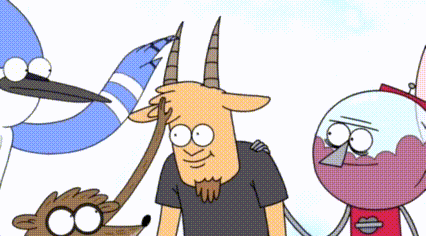 Regular Show Characters Including Horned Goat