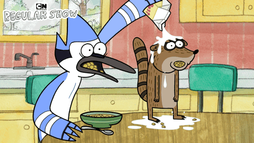 Regular Show Characters Pouring Milk GIF