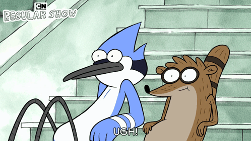 Regular Show Characters Sitting on Stairs