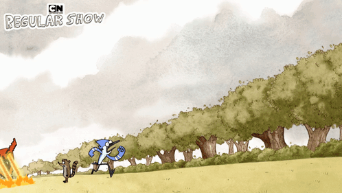 Regular Show Poster With Man And Squirrel GIF