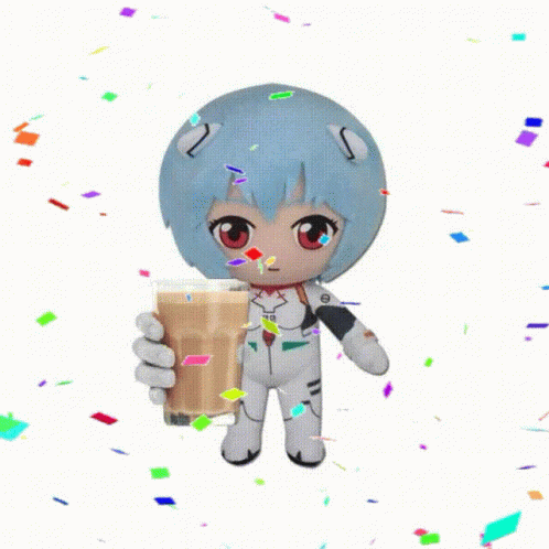Rei Ayanami Doll Offering Drink GIF