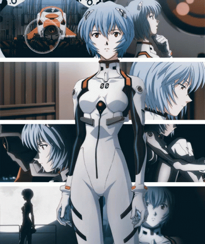 Rei Ayanami Moments Collage GIF