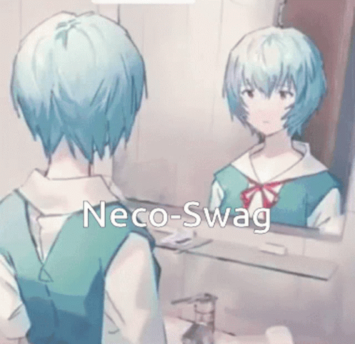 Rei Ayanami Neko Mirror Swap GIF