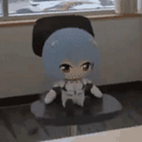 Rei Ayanami Plush Rotating Chair GIF