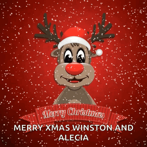 Reindeer Santa Hat Christmas Card
