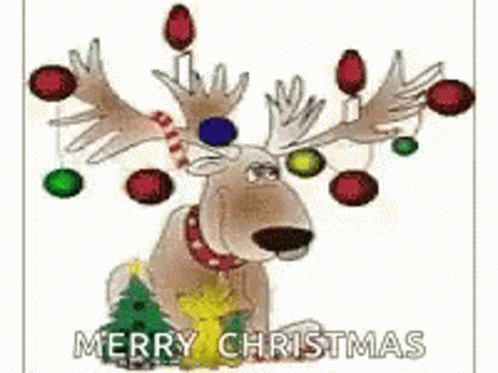 Reindeer With Colorful Lights Merry Christmas Friend GIF