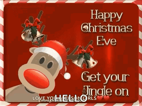 Reindeers And Bells On Letter For Christmas Eve GIF