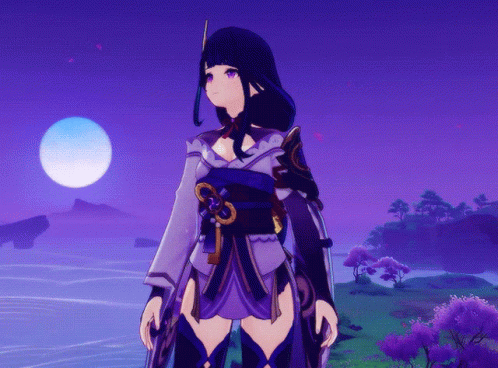 Relaxing Evening Raiden Shogun Full Moon GIF