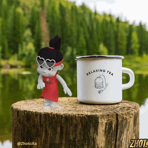 Relaxing Tea Mug on Stump
