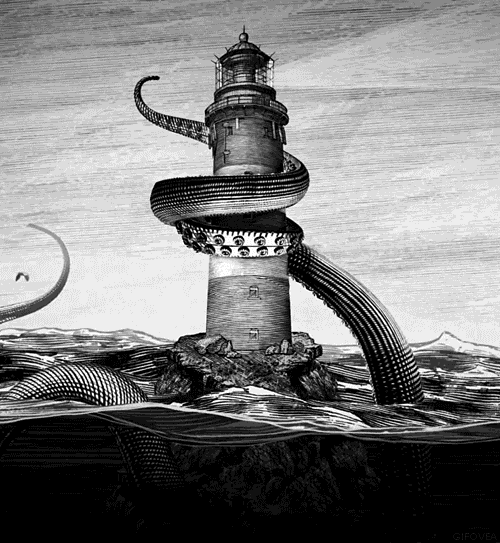 Release The Kraken Lighthouse Destroyed GIF