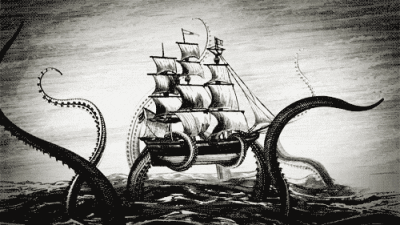Release The Kraken Shipwreck Cartoon GIF