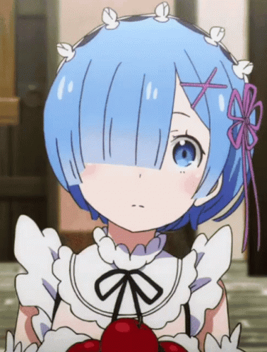 Rem Re Zero Anime Cute Wink Stare GIF