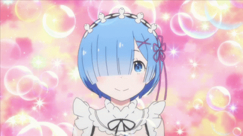 Rem Re Zero Anime Wink Bubbles GIF