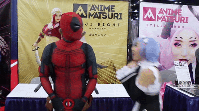 Rem Re Zero Cosplay Deadpool GIF