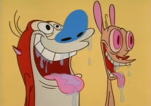 Ren And Stimpy Saw Drooling Face GIF