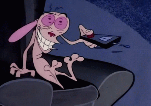 Ren And Stimpy Saw Pressed The Remote Controll GIF