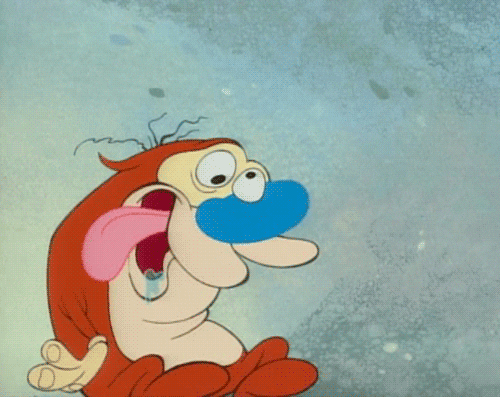 Ren And Stimpy Saw Tongue Out And Drooling GIF