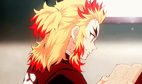 Rengoku Death Reading Book GIF