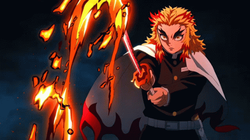 Rengoku Demon Slayer Fighting Vs Akaza GIF