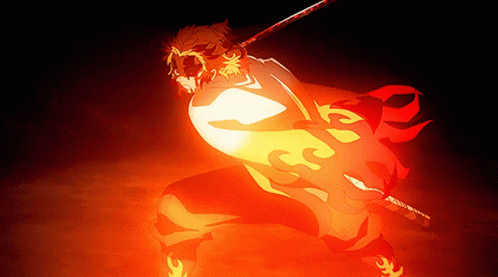 Rengoku Vs Akaza Glowing Red GIF