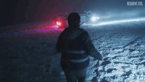 Resident Evil Poster Car On Side In Snow GIF
