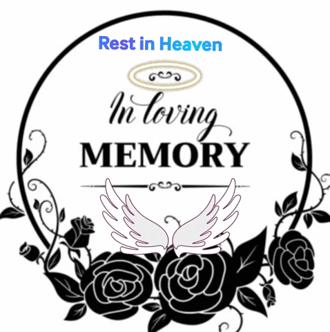 Rest In Heaven Sign With Roses And Wings GIF