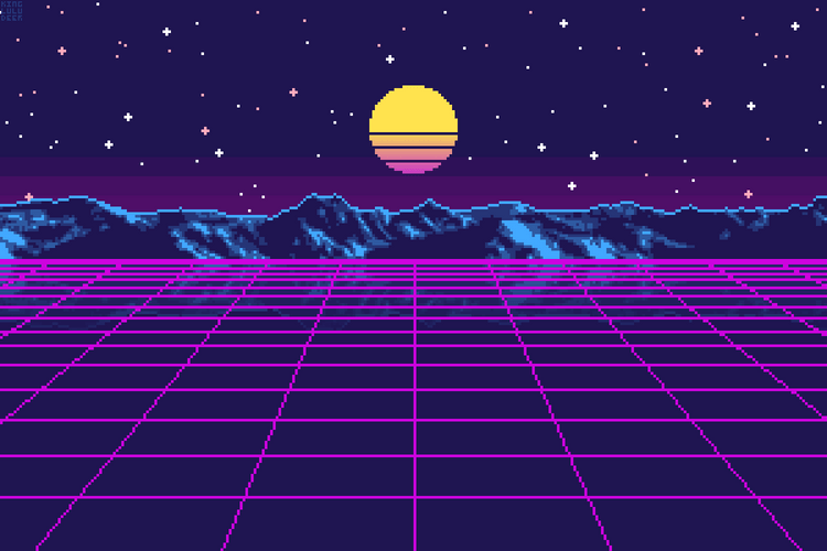 Retro Pixel Landscape Background GIF
