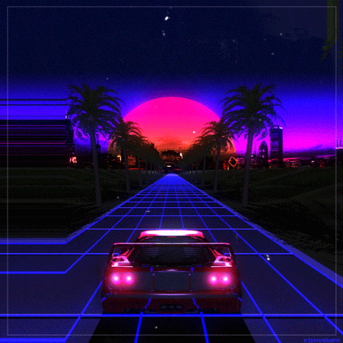 Retro Running Car Digital Art GIF
