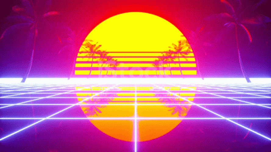 Retro Synthwave Beautiful Sunrise GIF