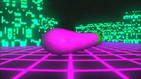 Retrowave Eggplant Art Glow GIF