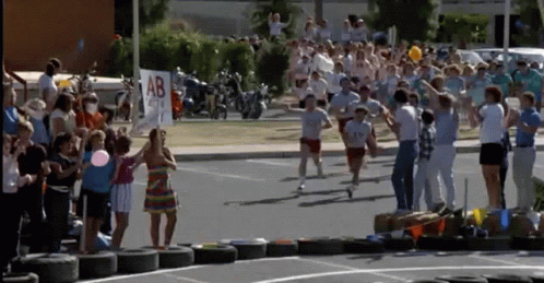 Revenge Of The Nerds Run Together GIF