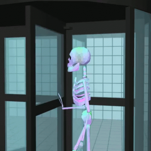 Revolving Door Animated Walking Skeleton GIF