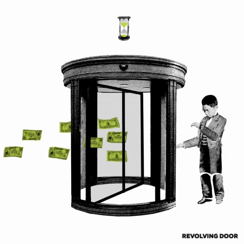 Revolving Door Money In Out Animation GIF