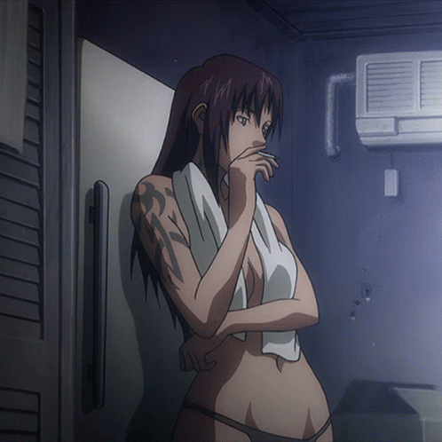 Revy Black Lagoon After Shower Smoking GIF