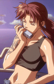Revy Kissing Gun Magazine Ocean GIF