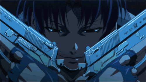 Revy Wild Smirk Shooting Gun GIF