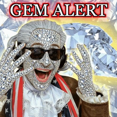 Rhinestone Face Man with Headphones Gloves Gem Alert