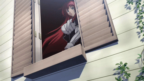 Rias Leaning Through The Window GIF