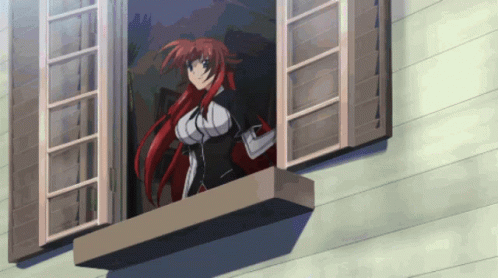 Rias Slow Mo And Window Poses GIF