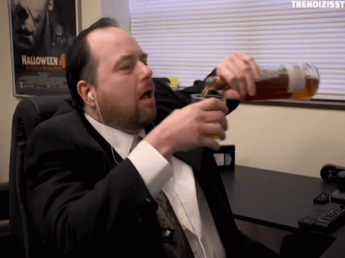 Rich Evans Drinking Whole Whiskey Bottle GIF