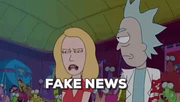 Rick And Morty Are Talking To Each Other In A Cartoon And They Are Talking About Fake News . GIF