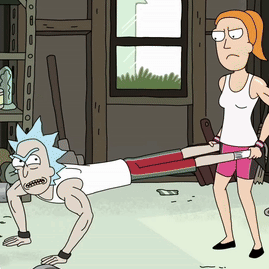 Rick and Morty Doing Push Ups Woman Watching