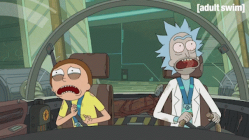 Rick and Morty in Car with Adult Swim