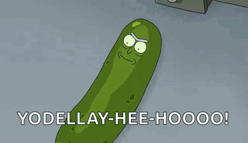 Rick And Morty Pickle Says Yodellay-Hee-Hoooo GIF