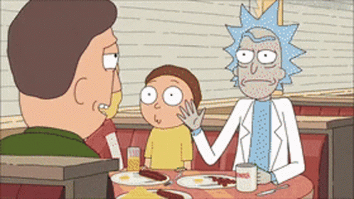 Rick And Morty Sitting At Diner GIF