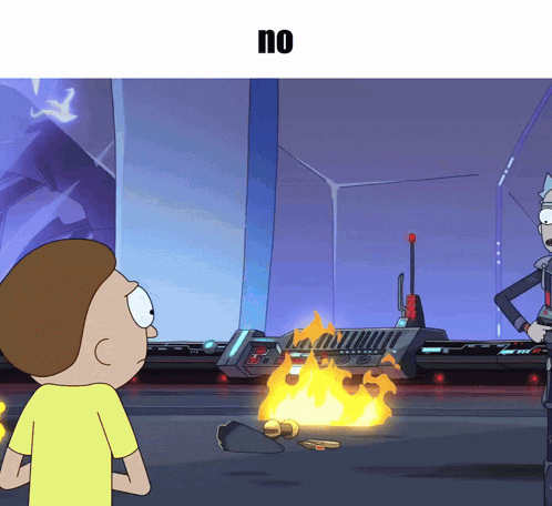 Rick and Morty Sitting at Table With Woman