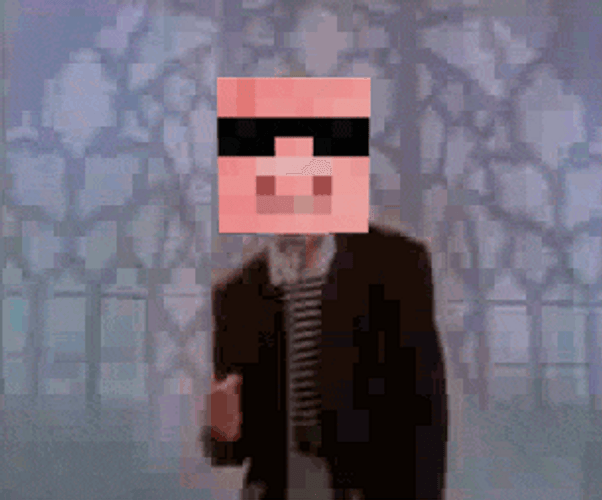 Rick Astley Minecraft Head Never Gonna Give You Up GIF