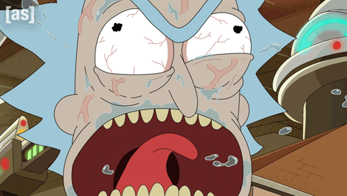 Rick From Rick and Morty Crying With Mouth Open